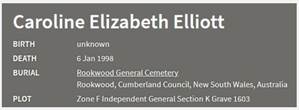 Caroline Elizabeth Elliott death 1