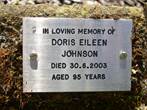 Cremation Plaque-Doris Eileen Johnson