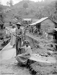 A group of Maroons in their village in Jamaica around 1910