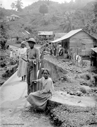 A group of Maroons in their village in Jamaica around 1910